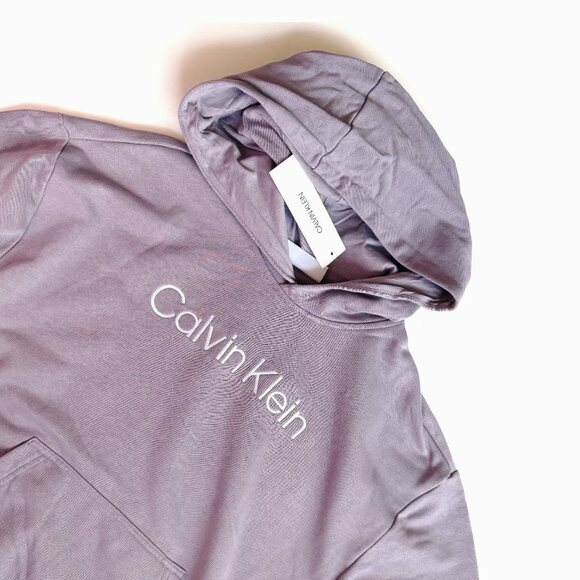 Calvin Klein Logo Terry Relaxed Hoodie Grey Lavender Med NWT - Picture 7 of 7